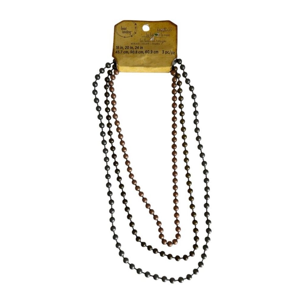 NWT Unisex Mens Bead Landing Heartlines 3 Size Thick Beaded Necklace Necklaces